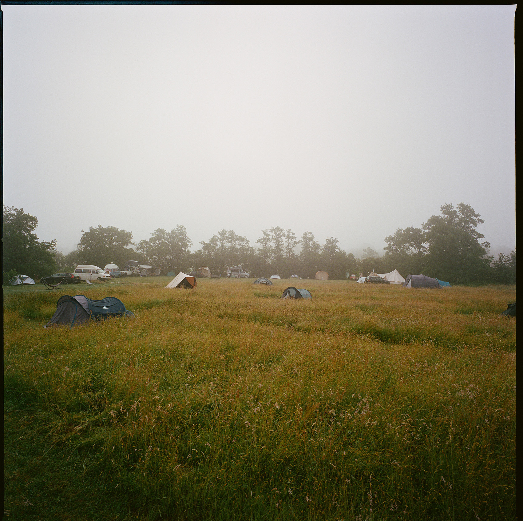 Camping in mist